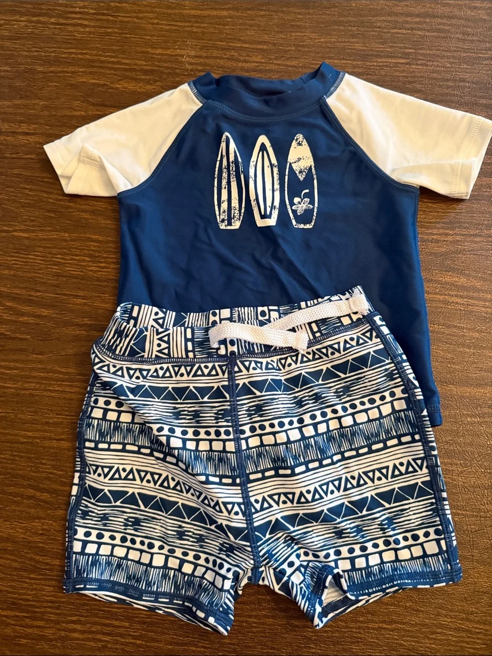Tucker + Tate Navy & White Surf Rashguard Swim Set